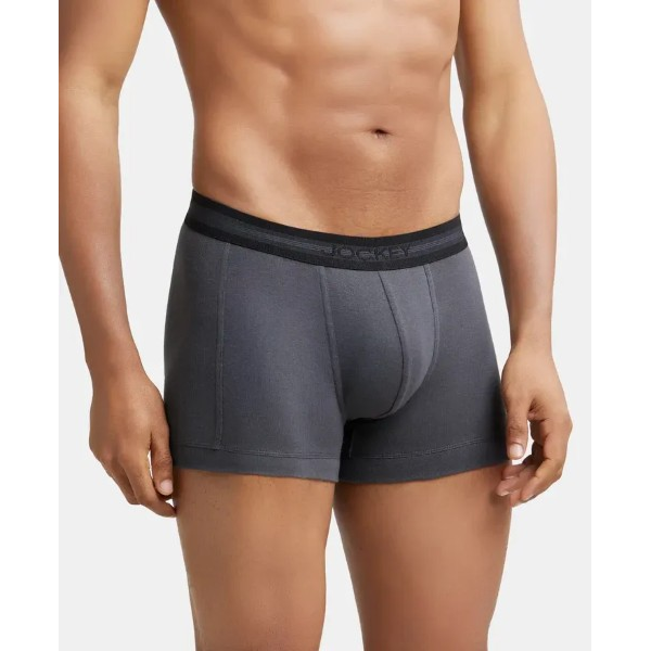 Jockey 1015 Men Super Combed Cotton Rib Solid Trunk (Asphalt) - Image 3