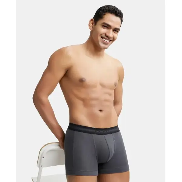 Jockey 1015 Men Super Combed Cotton Rib Solid Trunk (Asphalt) - Image 6