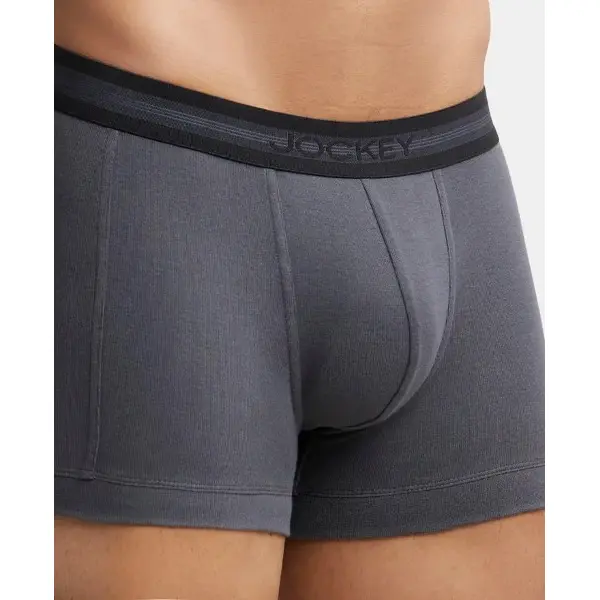 Jockey 1015 Men Super Combed Cotton Rib Solid Trunk (Asphalt) - Image 7