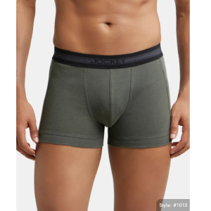Jockey 1015 Men Super Combed Cotton Rib Solid Trunk (Deep Olive)