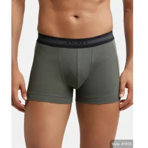 Jockey 1015 Men Super Combed Cotton Rib Solid Trunk (Deep Olive)