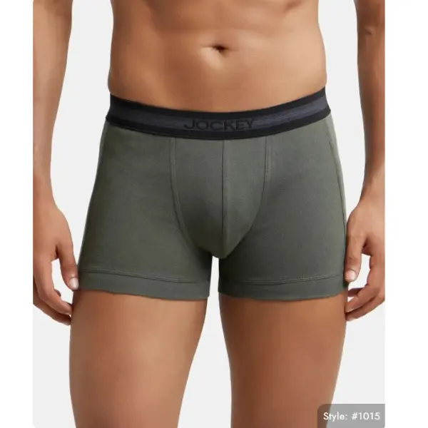 Jockey 1015 Men Super Combed Cotton Rib Solid Trunk (Deep Olive)