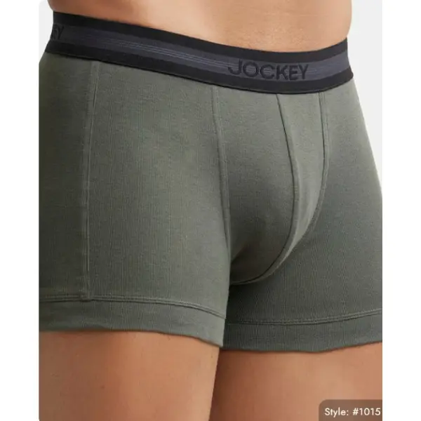 Jockey 1015 Men Super Combed Cotton Rib Solid Trunk (Deep Olive) - Image 2