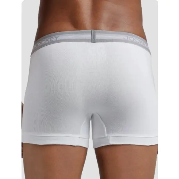 Jockey 1015 Men Super Combed Cotton Rib Solid Trunk (White) - Image 2
