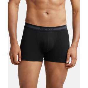 Jockey 1015 Men Super Combed Cotton Rib Solid Trunk (Black)