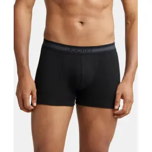 Jockey 1015 Men Super Combed Cotton Rib Solid Trunk (Black)