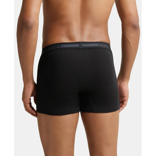 Jockey 1015 Men Super Combed Cotton Rib Solid Trunk (Black) - Image 4