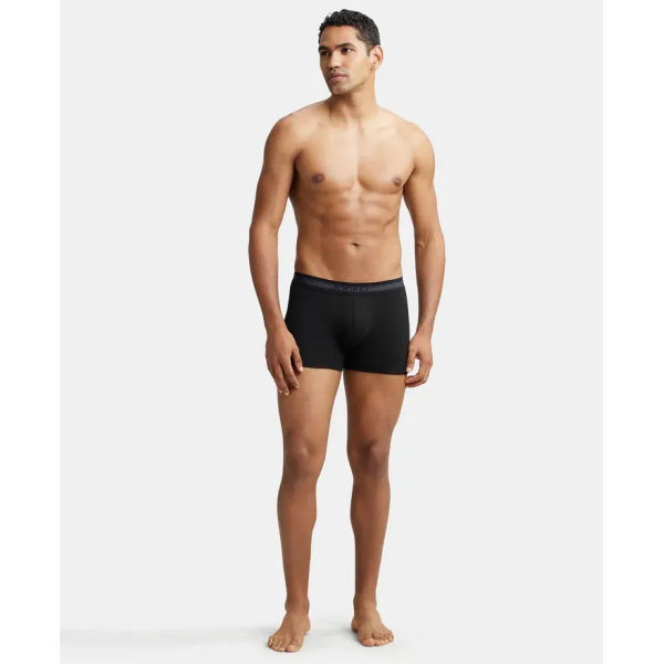 Jockey 1015 Men Super Combed Cotton Rib Solid Trunk (Black) - Image 5
