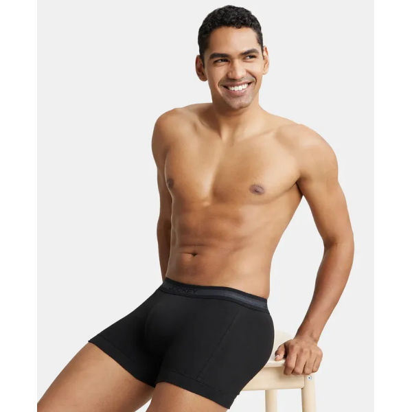 Jockey 1015 Men Super Combed Cotton Rib Solid Trunk (Black) - Image 6