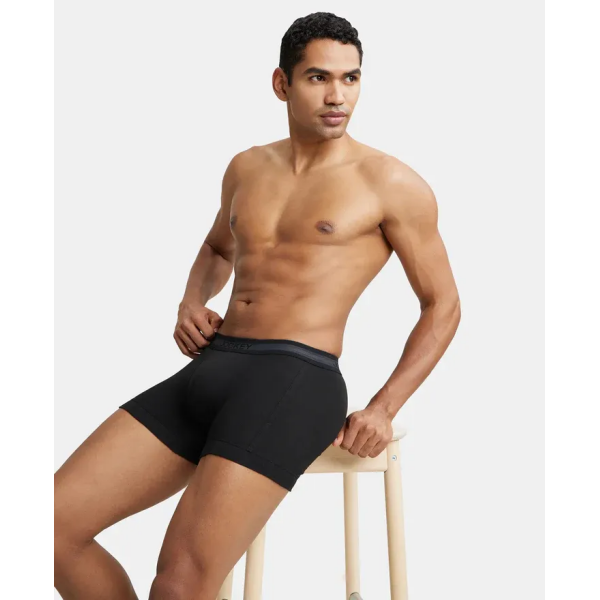 Jockey 1015 Men Super Combed Cotton Rib Solid Trunk (Black) - Image 7