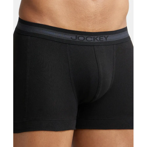 Jockey 1015 Men Super Combed Cotton Rib Solid Trunk (Black) - Image 8