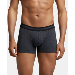 Jockey 1015 Men Super Combed Cotton Rib Solid Trunk (Black Melange)