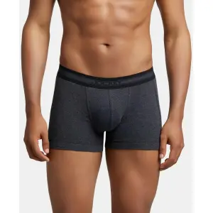 Jockey 1015 Men Super Combed Cotton Rib Solid Trunk (Black Melange)