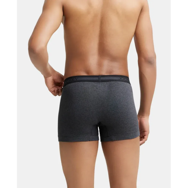 Jockey 1015 Men Super Combed Cotton Rib Solid Trunk (Black Melange) - Image 4