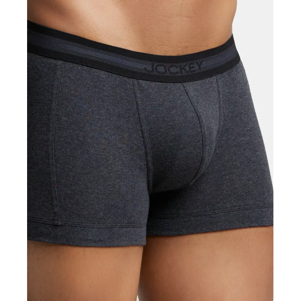 Jockey 1015 Men Super Combed Cotton Rib Solid Trunk (Black Melange) - Image 7