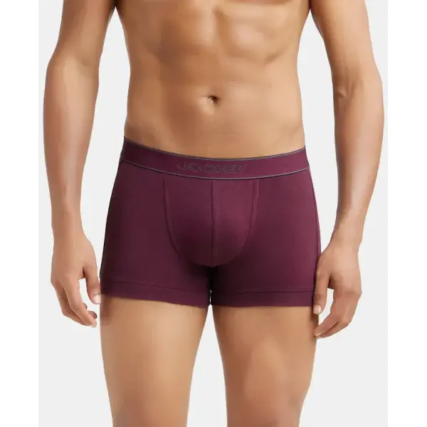 Jockey 1015 Men Super Combed Cotton Rib Solid Trunk (Mauve Wine) - Image 2