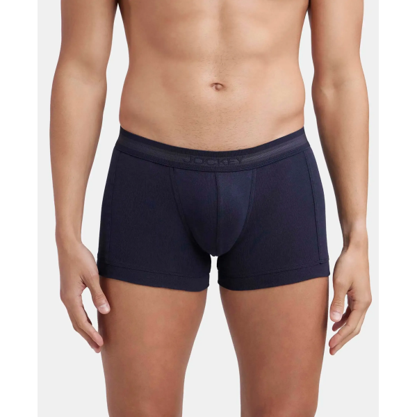 Jockey 1015 Men Super Combed Cotton Rib Solid Trunk (Navy)