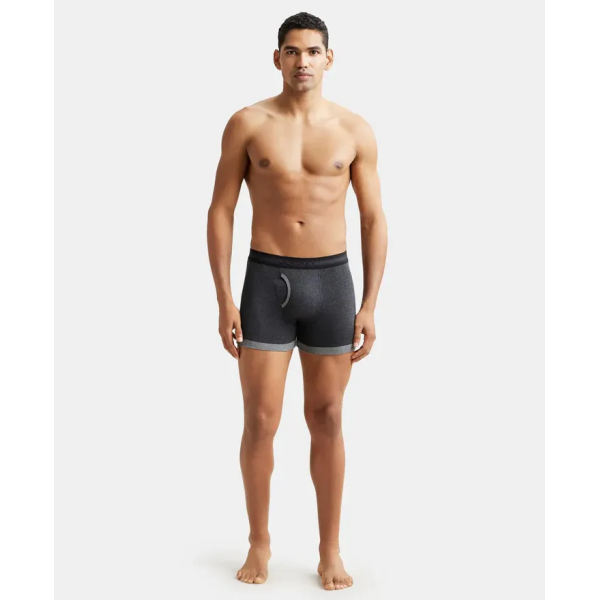 Jockey 1017 Men's Super Combed Cotton Rib Solid Boxer (Navy and Charcoal Melange) - Image 5