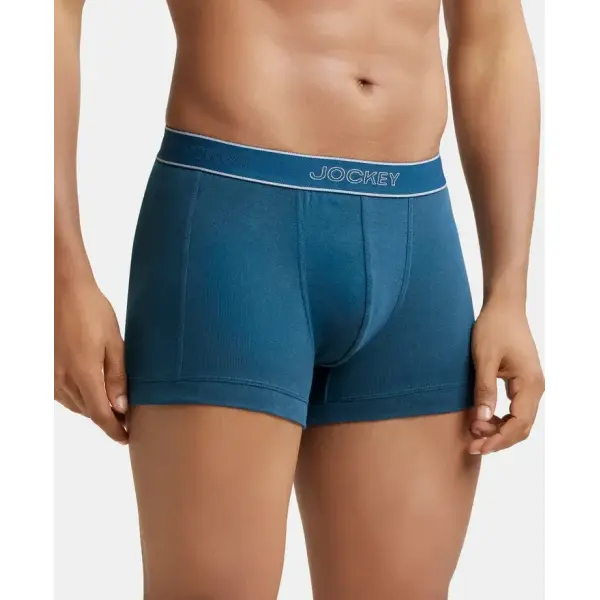 Jockey 1015 Men Super Combed Cotton Rib Solid Trunk (Reflecting Pond) - Image 2
