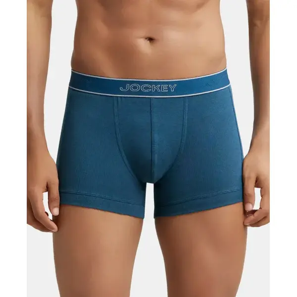 Jockey 1015 Men Super Combed Cotton Rib Solid Trunk (Reflecting Pond)