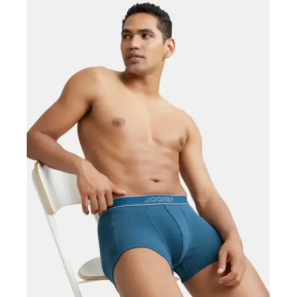 Jockey 1015 Men Super Combed Cotton Rib Solid Trunk (Reflecting Pond) - Image 5