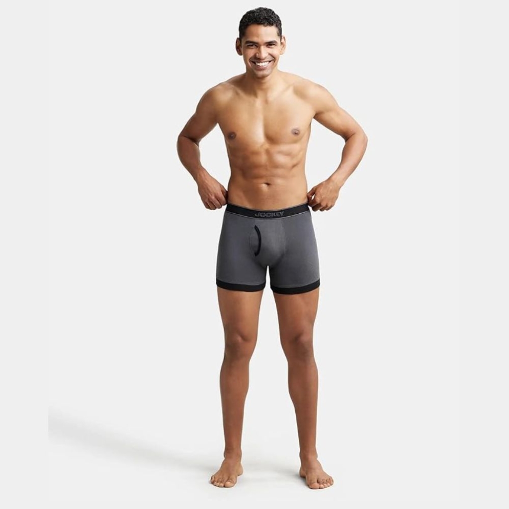 Jockey 1017 Men's Super Combed Cotton Rib Solid Boxer (Ashpalt and ...