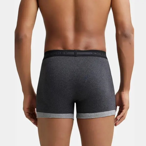 Jockey 1017 Men's Super Combed Cotton Rib Solid Boxer (Black and Grey Melange) - Image 4