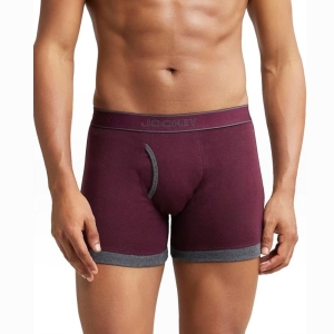 Jockey 1017 Men's Super Combed Cotton Rib Solid Boxer (Black and Wine Tasting)