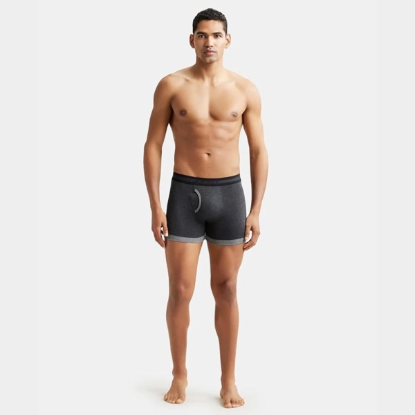 Jockey 1017 Men's Super Combed Cotton Rib Solid Boxer (Deep Navy and Charcoal Melange) - Image 3