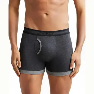 Jockey 1017 Men's Super Combed Cotton Rib Solid Boxer (Deep Navy and Charcoal Melange)