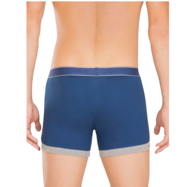 Jockey 1017 Men's Super Combed Cotton Rib Solid Boxer (Estate Blue and Grey Melange) - Image 2