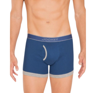 Jockey 1017 Men's Super Combed Cotton Rib Solid Boxer (Estate Blue and Grey Melange)