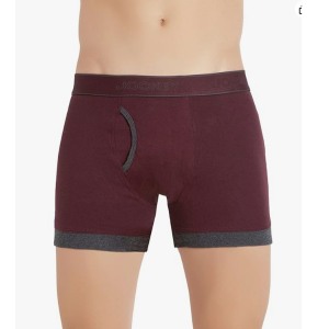 Jockey 1017 Men's Super Combed Cotton Rib Solid Boxer (Mauve Wine and Charcoal Melange)