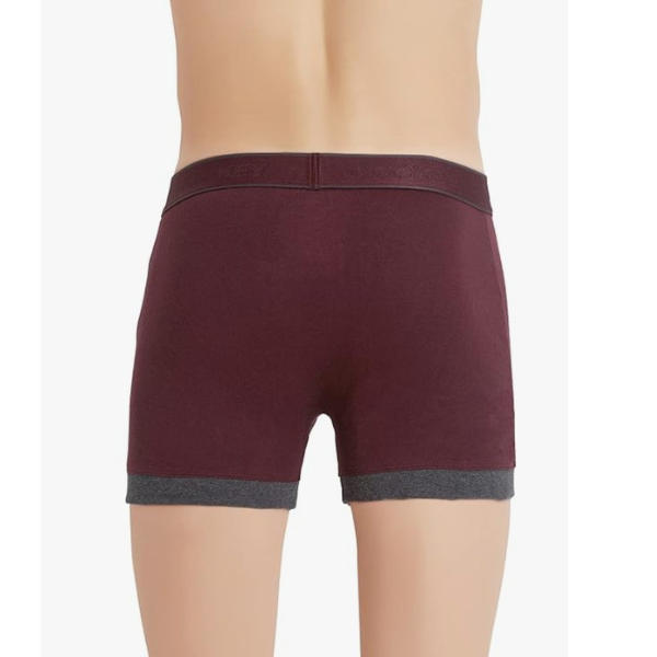 Jockey 1017 Men's Super Combed Cotton Rib Solid Boxer (Mauve Wine and Charcoal Melange) - Image 3