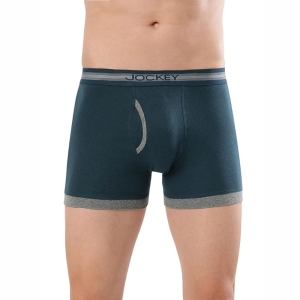 Jockey 1017 Men's Super Combed Cotton Rib Solid Boxer (Reflecting Pond and Mid Grey Mel)