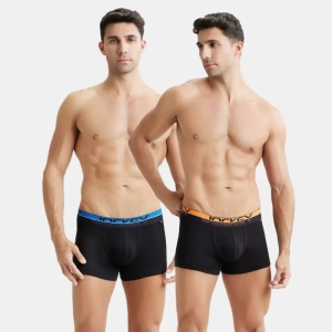 Jockey FP03 Black Super Combed Cotton Rib Solid Trunk (Pack of 2)