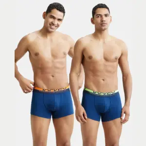 Jockey FP03 Estate Blue Super Combed Cotton Rib Solid Trunk (Pack of 2)