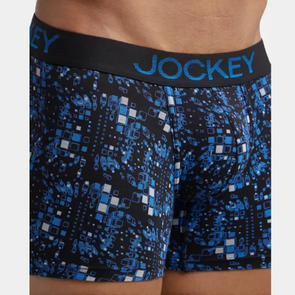 Jockey FP23 Super Combed Cotton Elastane Stretch Printed Trunk (Black and Sky Driver) - Image 2