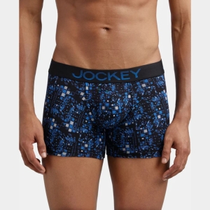 Jockey FP23 Super Combed Cotton Elastane Stretch Printed Trunk (Black and Sky Driver)