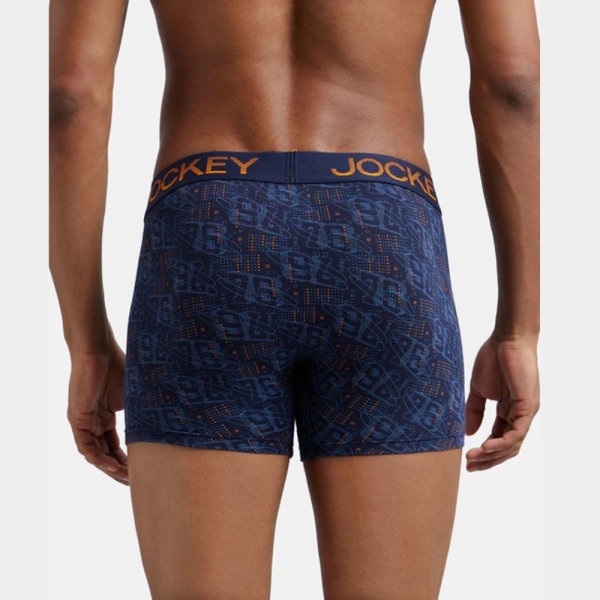 Jockey FP23 Super Combed Cotton Elastane Stretch Printed Trunk (Navy and Autumn Glory) - Image 4