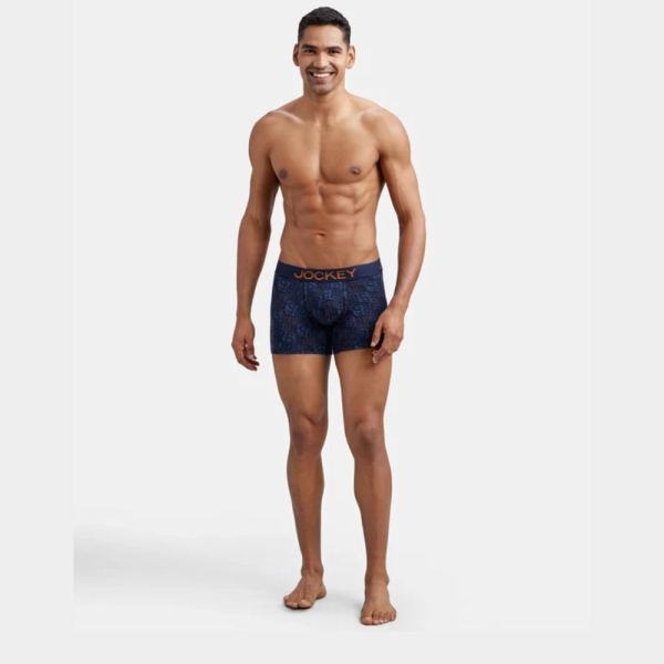 Jockey FP23 Super Combed Cotton Elastane Stretch Printed Trunk (Navy and Autumn Glory) - Image 3