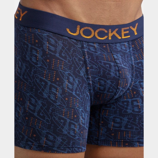 Jockey FP23 Super Combed Cotton Elastane Stretch Printed Trunk (Navy and Autumn Glory) - Image 2