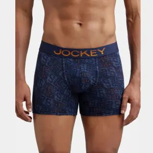 Jockey FP23 Super Combed Cotton Elastane Stretch Printed Trunk (Navy and Autumn Glory)