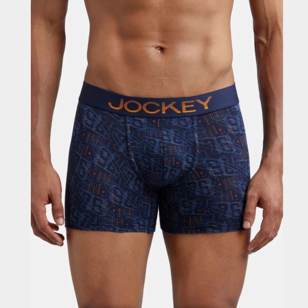 Jockey FP23 Super Combed Cotton Elastane Stretch Printed Trunk (Navy and Autumn Glory)