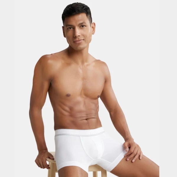 Jockey HG16 Tencel Micro Modal Elastane Stretch Solid Trunk (White) - Image 3