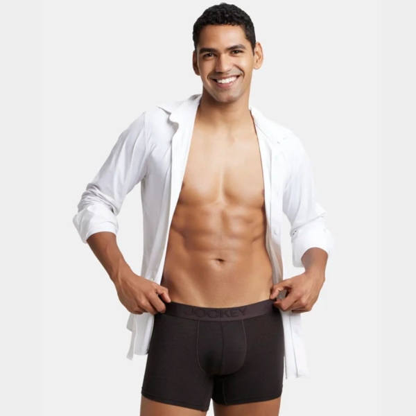 Jockey IC25 Tencel Micro Modal Cotton Elastane Stretch Solid Trunk (Brown Stripes) - Image 3
