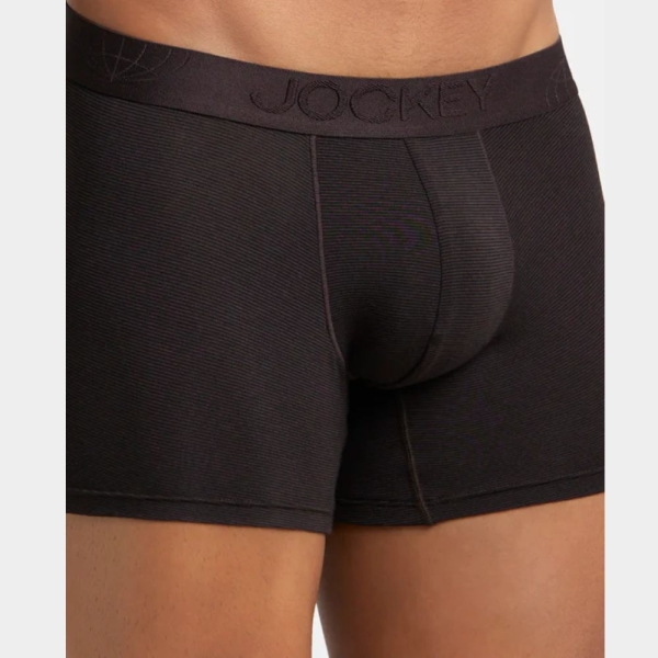 Jockey IC25 Tencel Micro Modal Cotton Elastane Stretch Solid Trunk (Brown Stripes) - Image 2