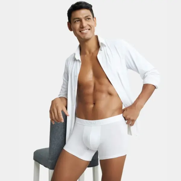 Jockey IC25 Tencel Micro Modal Cotton Elastane Stretch Solid Trunk (White) - Image 3
