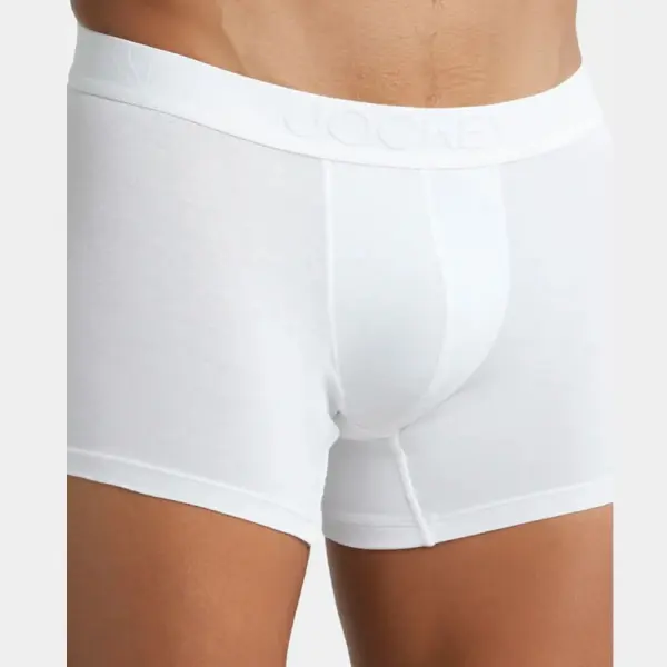 Jockey IC25 Tencel Micro Modal Cotton Elastane Stretch Solid Trunk (White) - Image 2