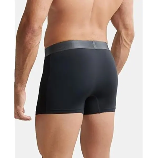 Jockey IC28 Men Tactel Microfiber Elastane Stretch Solid Trunk (Black) - Image 5